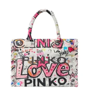 Shopper Pinko In Cotone Con Logo - Multi